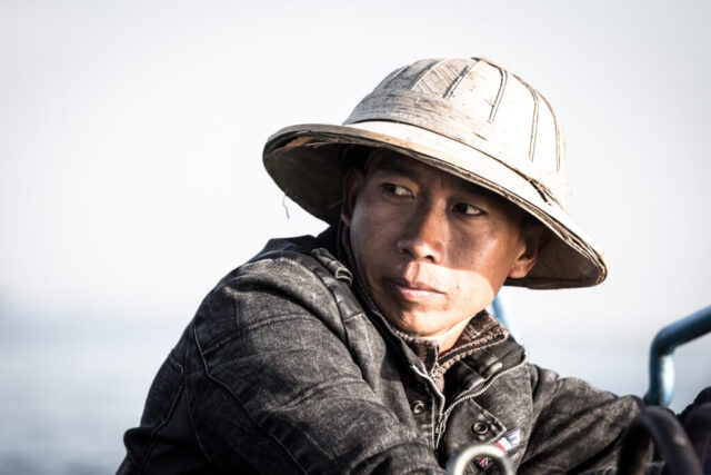 Bootsführer auf dem Inle-See, Myanmar.